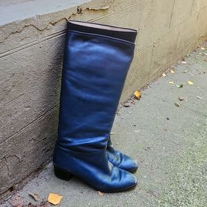 Vero Cuoio Italian Boots Size 38 Blue Calf High